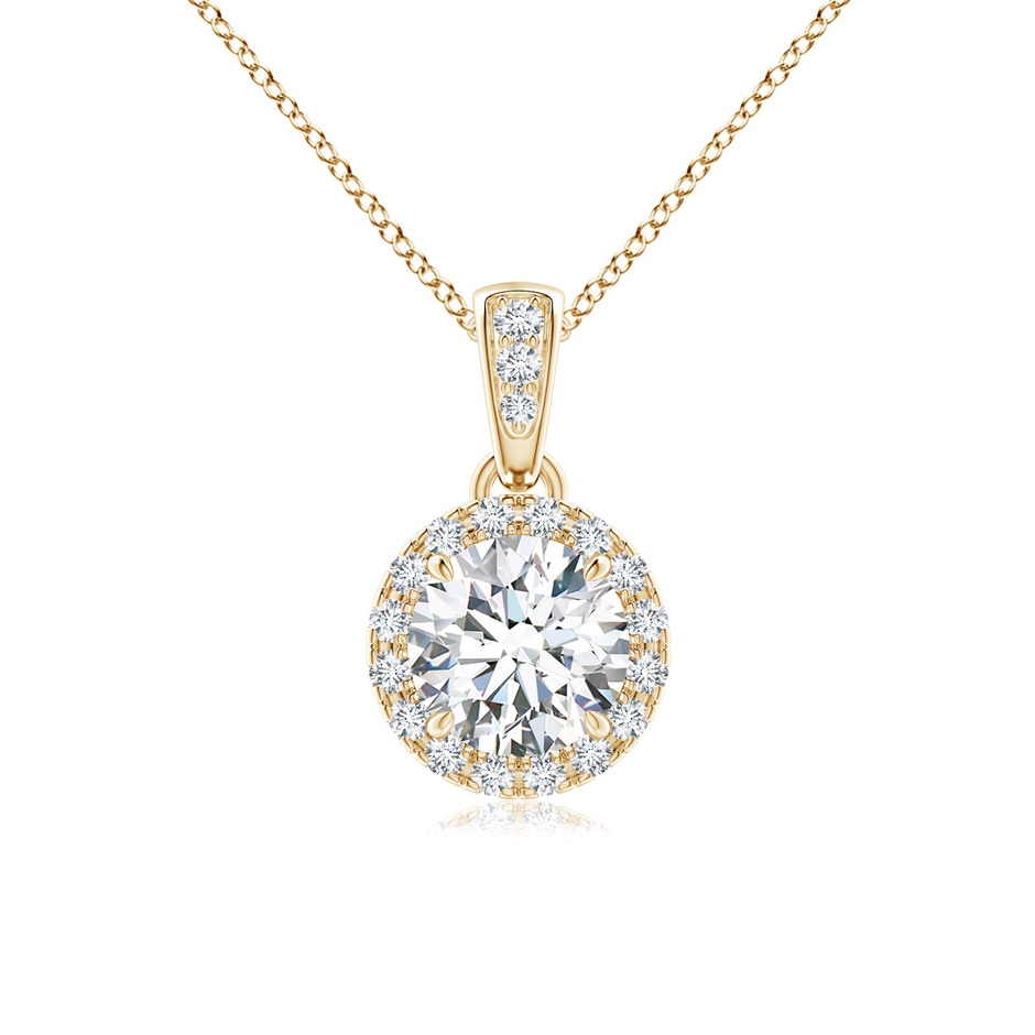 5.5mm GVS2 Claw-Set Round Diamond Halo Pendant in Yellow Gold 