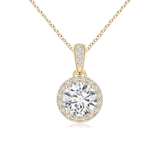 5.5mm HSI2 Claw-Set Round Diamond Halo Pendant in Yellow Gold