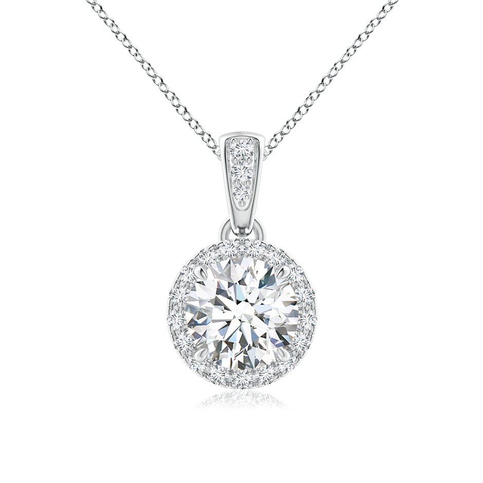 5.9mm GVS2 Claw-Set Round Diamond Halo Pendant in White Gold 