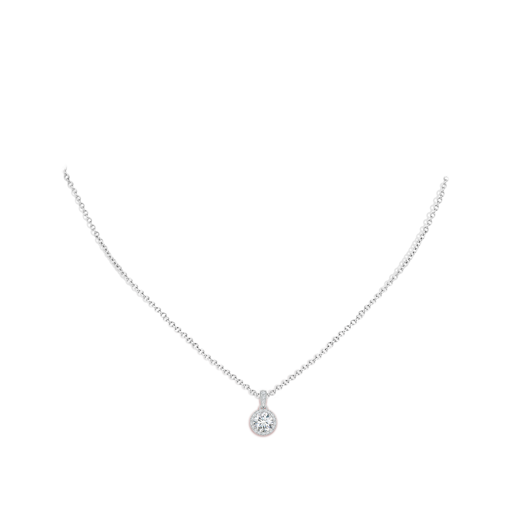 5.9mm GVS2 Claw-Set Round Diamond Halo Pendant in White Gold Body-Neck