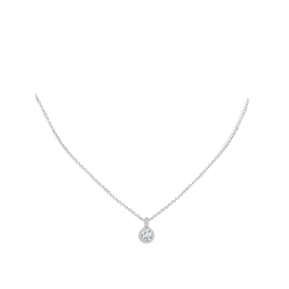 5.9mm GVS2 Claw-Set Round Diamond Halo Pendant in White Gold body-neck