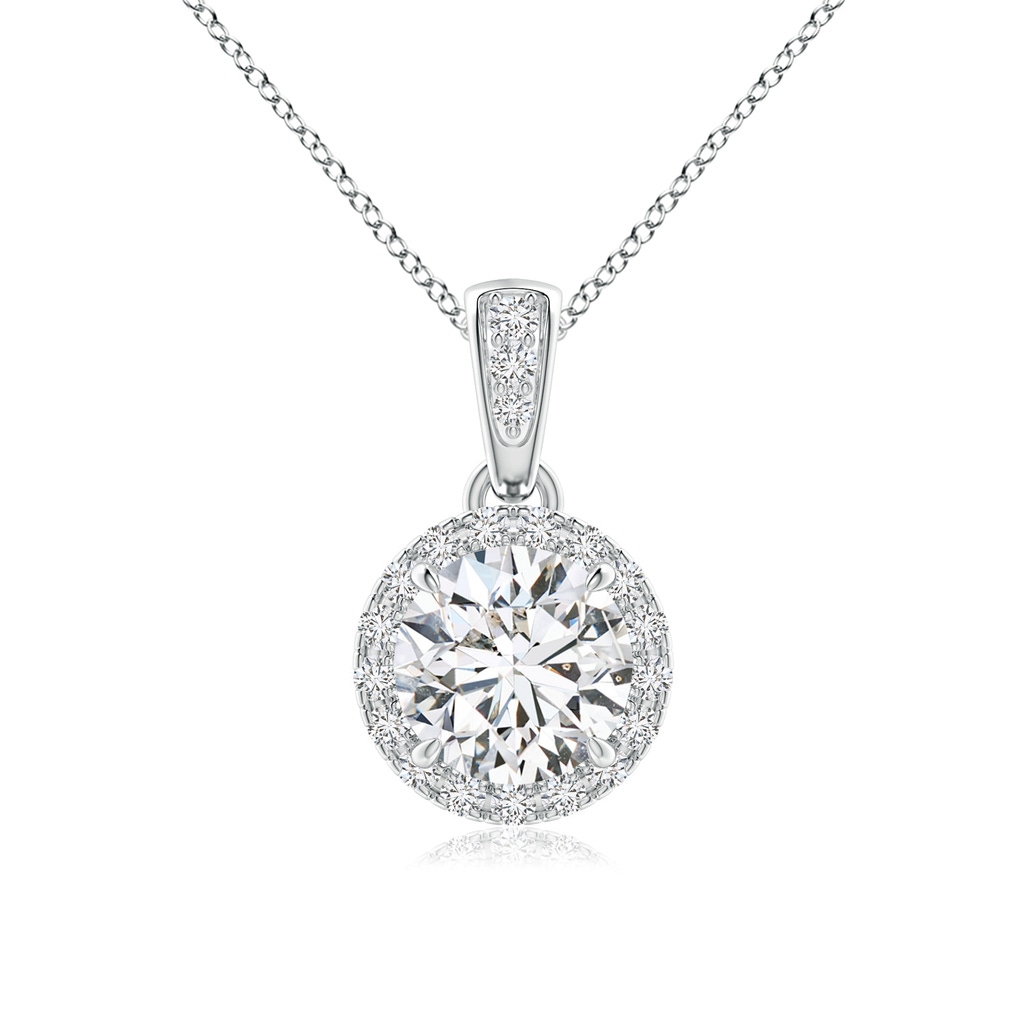 5.9mm HSI2 Claw-Set Round Diamond Halo Pendant in White Gold 