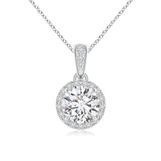 5.9mm HSI2 Claw-Set Round Diamond Halo Pendant in White Gold