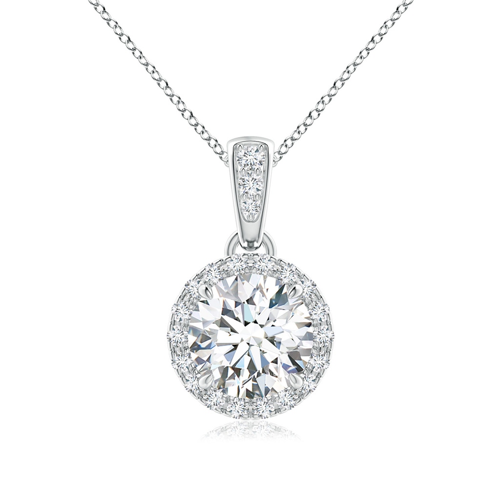 6.4mm GVS2 Claw-Set Round Diamond Halo Pendant in White Gold