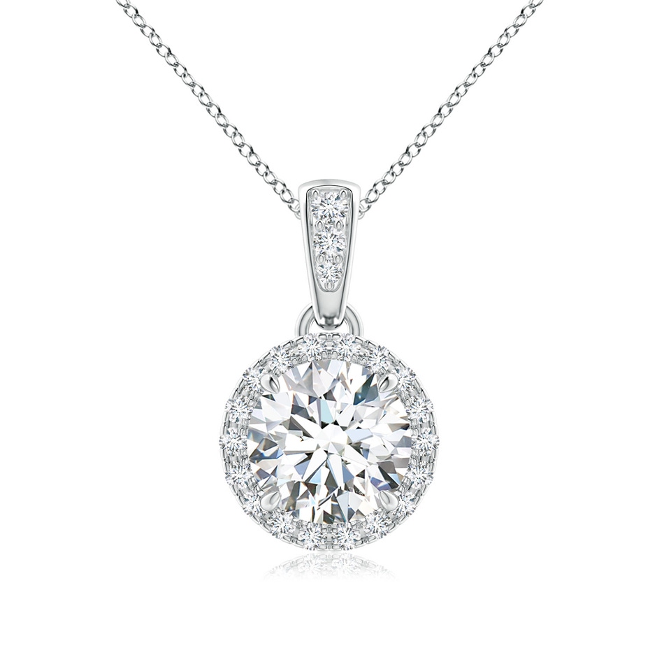 6.4mm GVS2 Claw-Set Round Diamond Halo Pendant in White Gold 