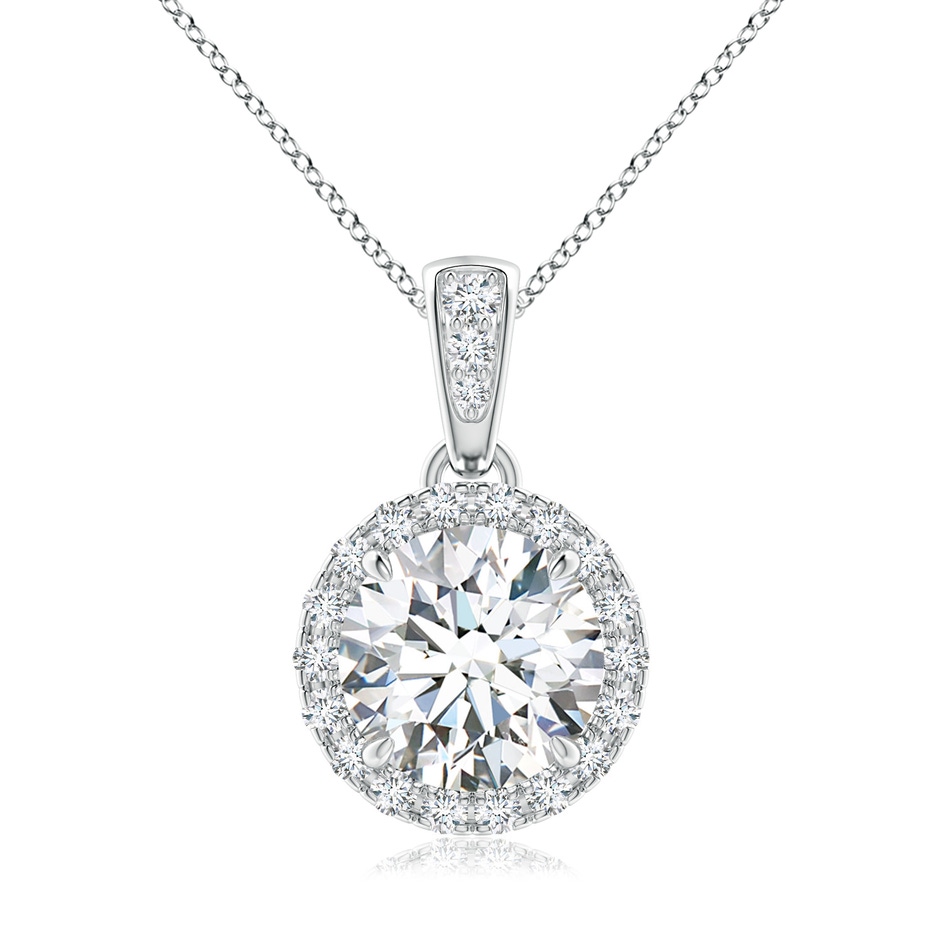 7.2mm GVS2 Claw-Set Round Diamond Halo Pendant in White Gold 