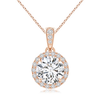 7.2mm HSI2 Claw-Set Round Diamond Halo Pendant in Rose Gold