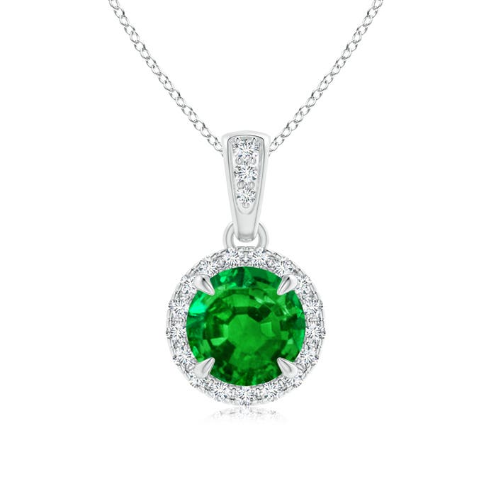 Premium - Lab-Grown Emerald / 0.88 CT / 14 KT White Gold