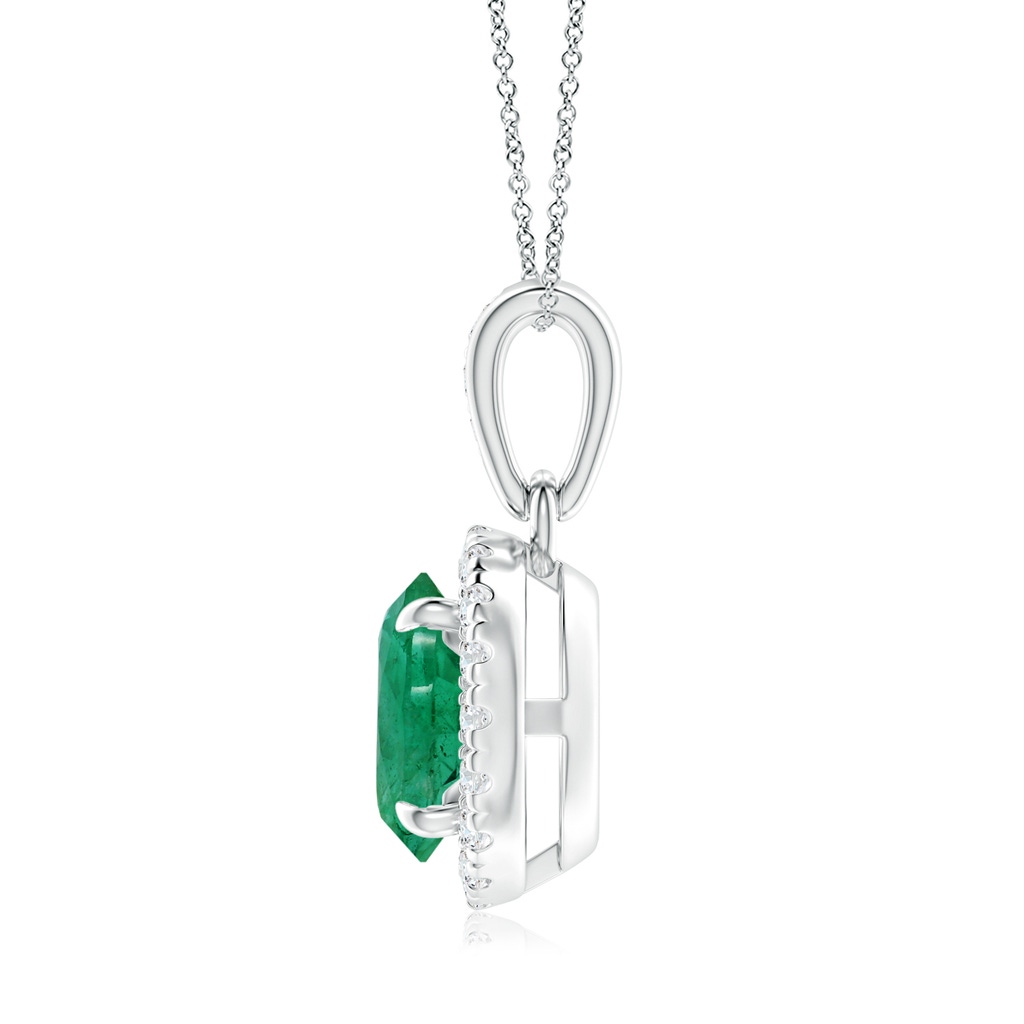 8.88x8.73x5.43mm AA GIA Certified Claw-Set Round Emerald with Diamond Halo Pendant in P950 Platinum Side 199
