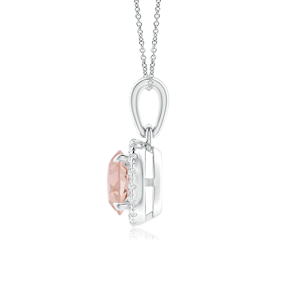 6mm AAAA Claw-Set Round Morganite Pendant with Diamond Halo Pendant in White Gold side 199