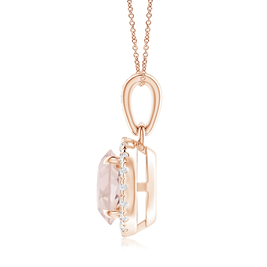 7mm A Claw-Set Round Morganite Pendant with Diamond Halo Pendant in 18K Rose Gold side 199