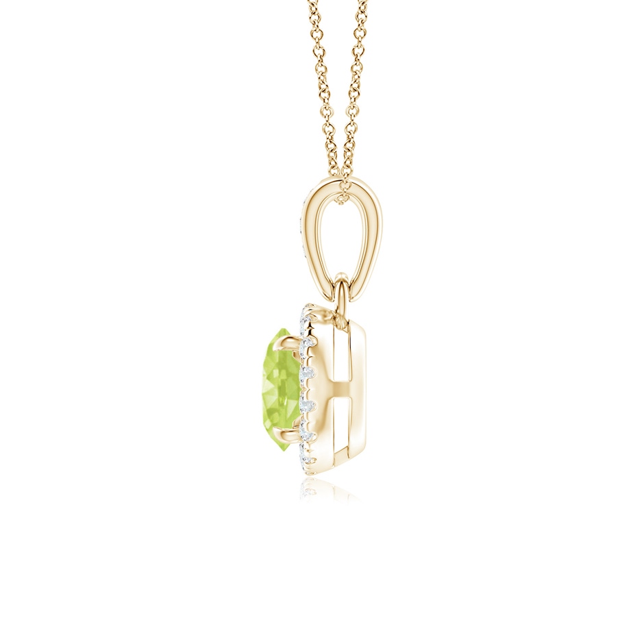 5mm A Claw-Set Round Peridot Pendant with Diamond Halo in Yellow Gold side-1