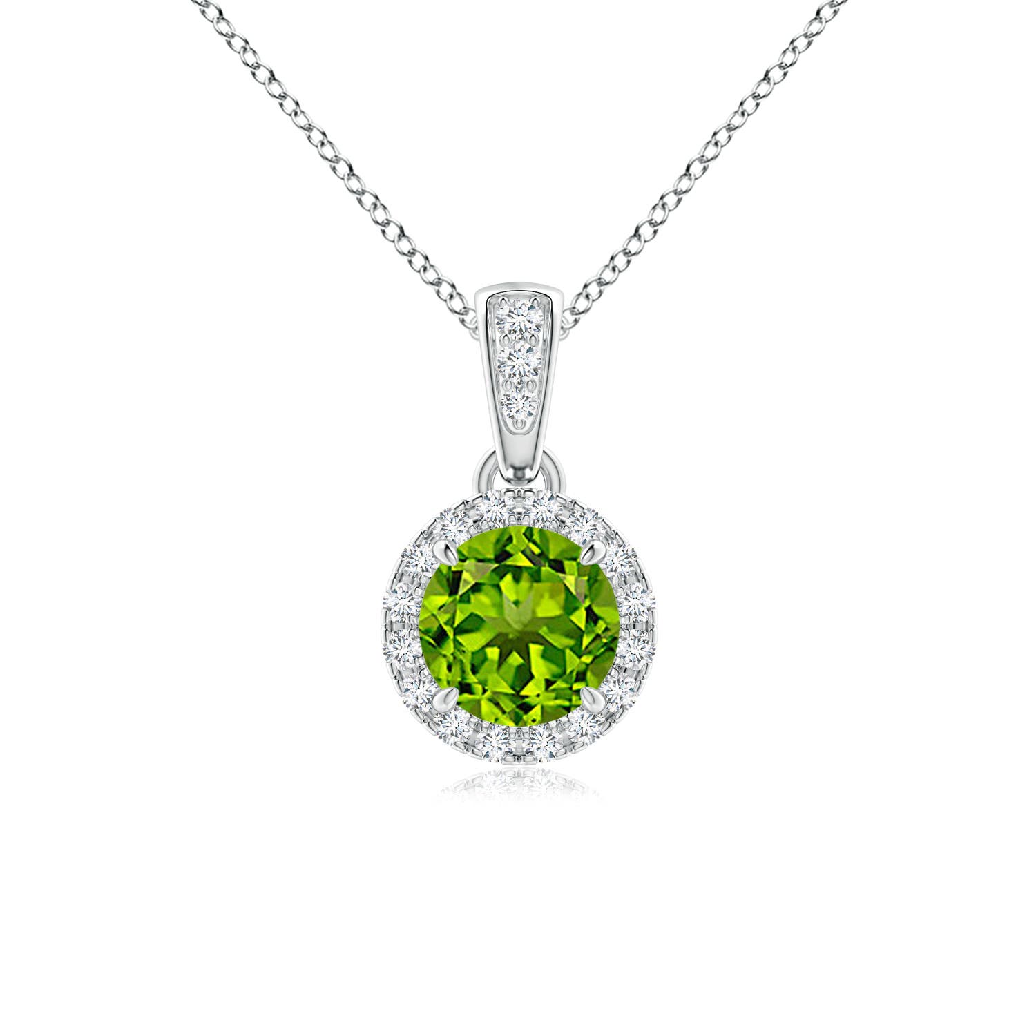 AAAA - Peridot / 0.63 CT / 14 KT White Gold