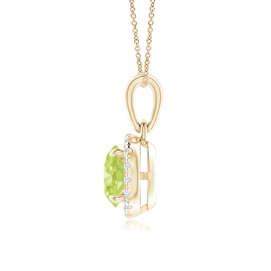 6mm A Claw-Set Round Peridot Pendant with Diamond Halo in Yellow Gold side-1