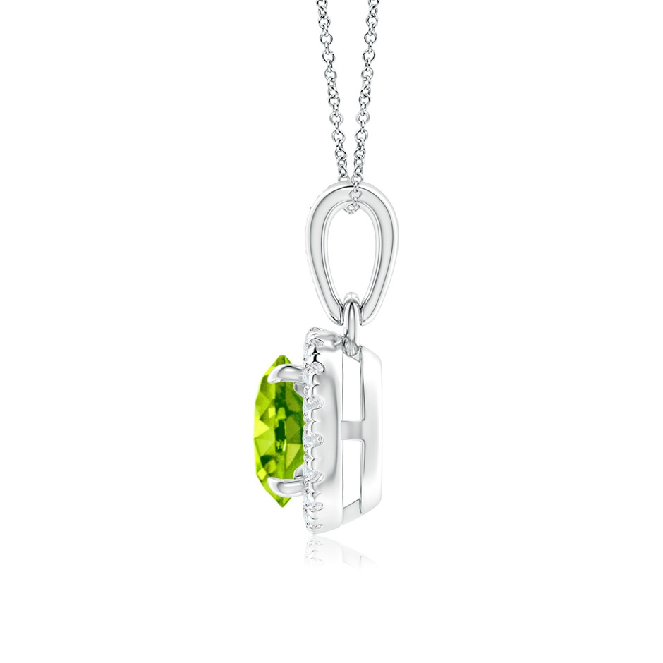 6mm AAA Claw-Set Round Peridot Pendant with Diamond Halo in White Gold side-1