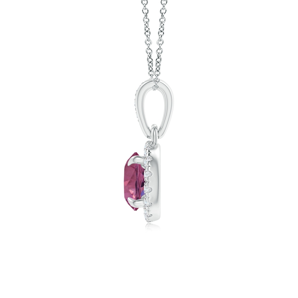 5.96x5.74x3.23mm AAAA GIA Certified Claw-Set Round Pink Sapphire with Diamond Halo Pendant in P950 Platinum Side 199