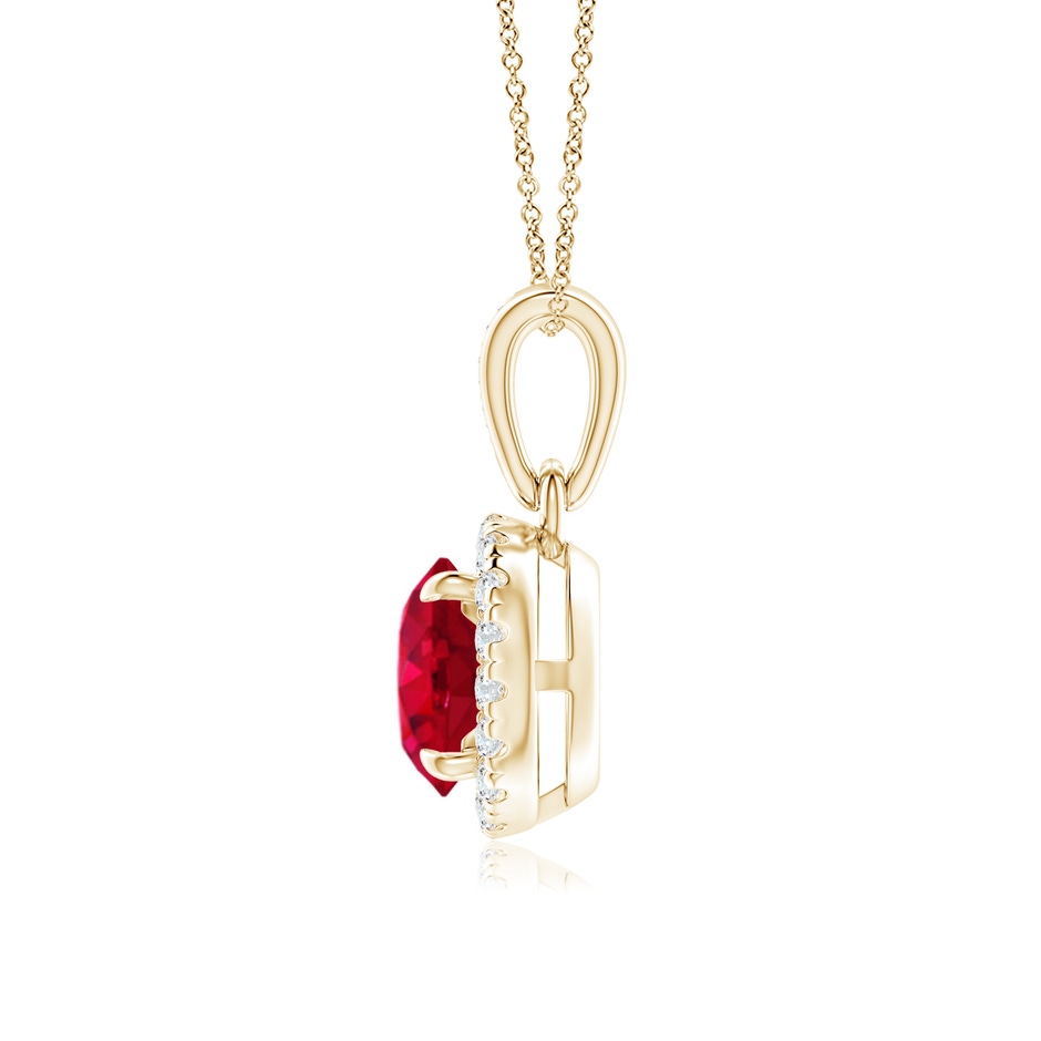 6mm AAA Claw-Set Round Ruby Pendant with Diamond Halo in Yellow Gold side 199