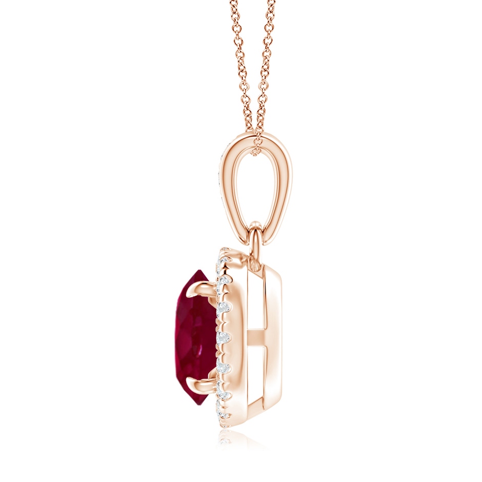 7mm A Claw-Set Round Ruby Pendant with Diamond Halo in Rose Gold side 199