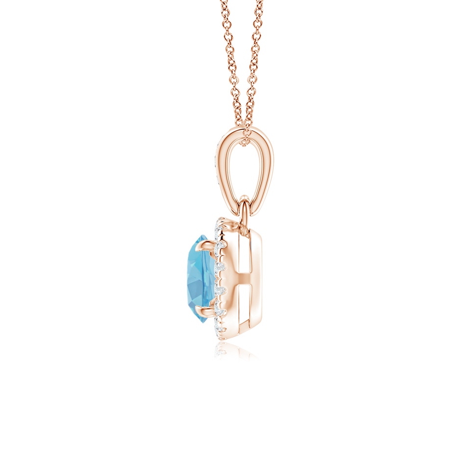 5mm A Claw-Set Round Swiss Blue Topaz Pendant with Diamond Halo in 9K Rose Gold side 199