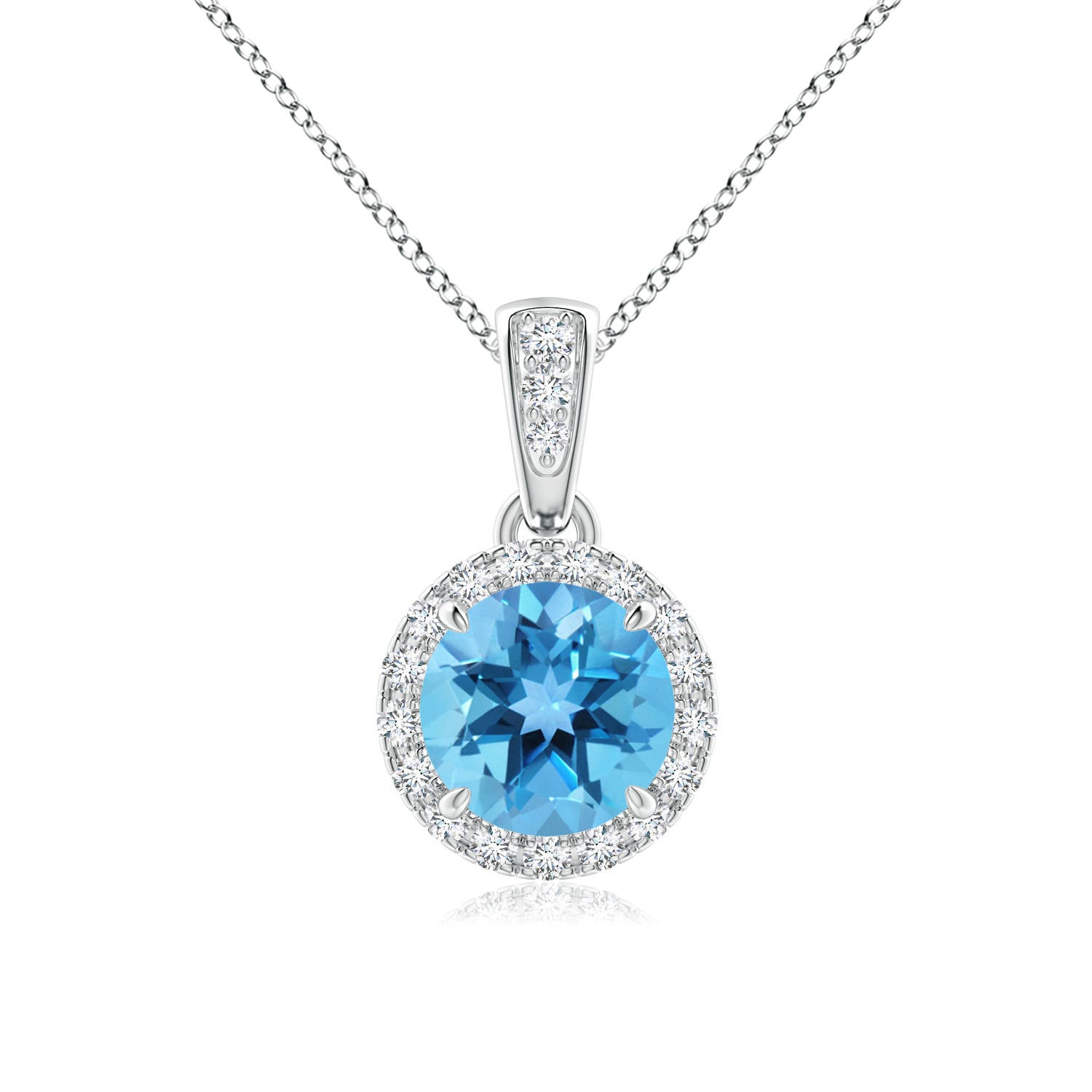 AA - Swiss Blue Topaz / 1.08 CT / 14 KT White Gold