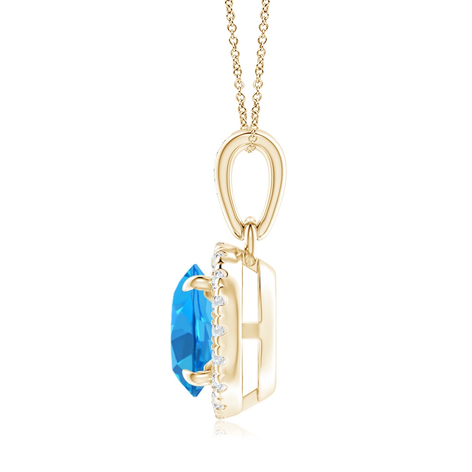 7mm AAAA Claw-Set Round Swiss Blue Topaz Pendant with Diamond Halo in Yellow Gold side 199
