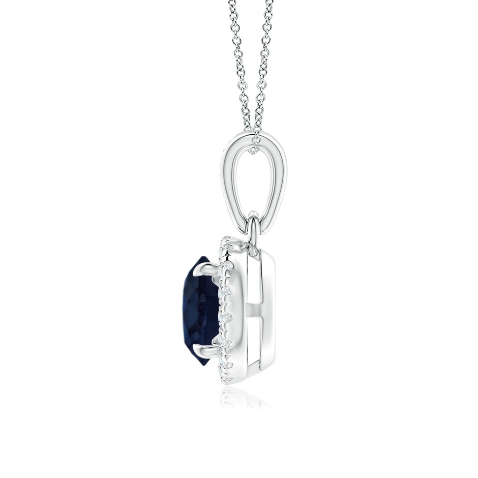 6mm A Claw-Set Round Sapphire Pendant with Diamond Halo in White Gold side-1