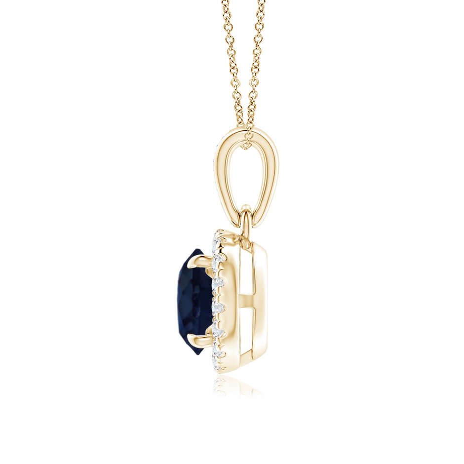 6mm A Claw-Set Round Sapphire Pendant with Diamond Halo in Yellow Gold side-1