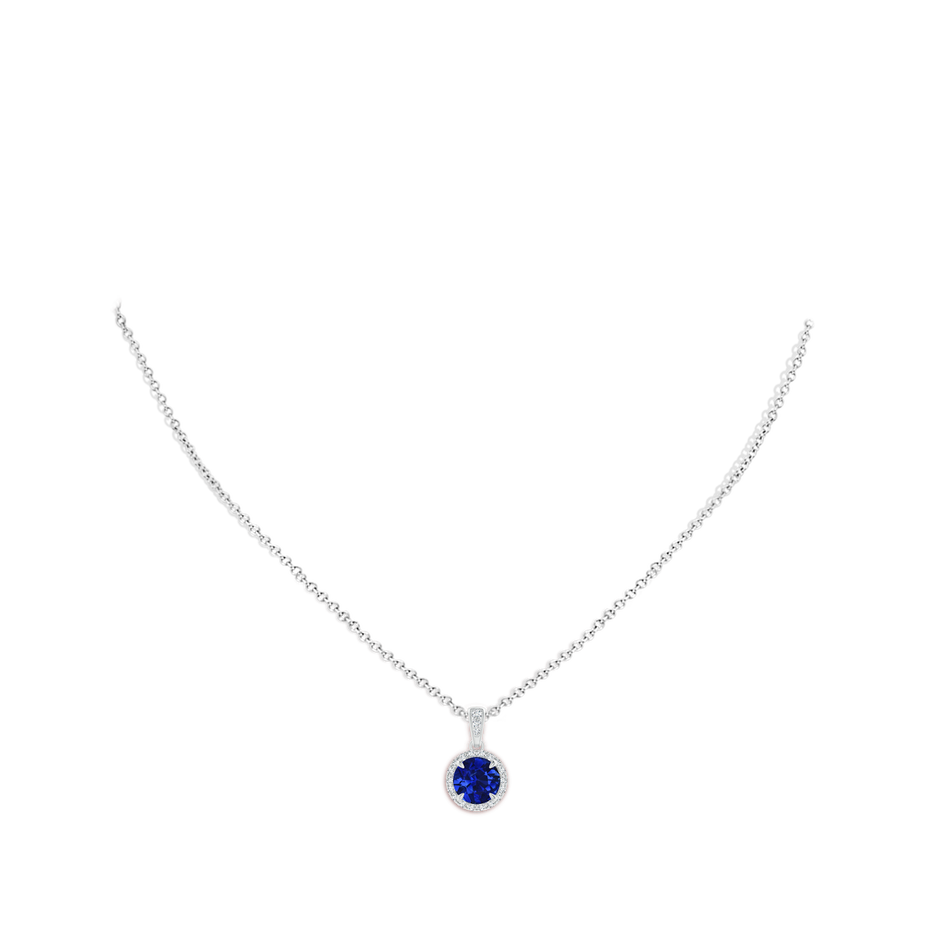 7.46-7.60x5.68mm AAA GIA Certified Claw-Set Sapphire Pendant with Diamond Halo in P950 Platinum pen