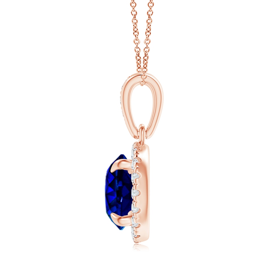 7.46-7.60x5.68mm AAA GIA Certified Claw-Set Sapphire Pendant with Diamond Halo in Rose Gold side 199