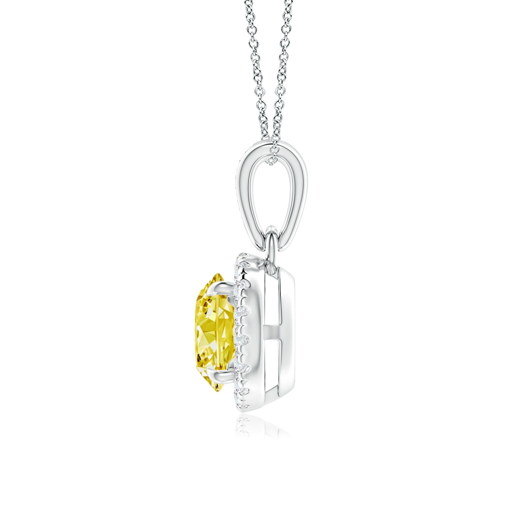 5.9mm AAAA Claw-Set Round Fancy Intense Yellow Diamond Pendant with Halo in White Gold - side 199