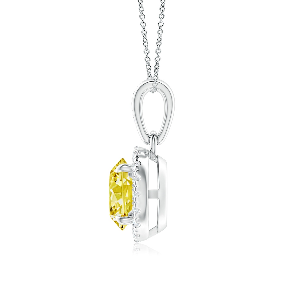 6.4mm AAAA Claw-Set Round Fancy Intense Yellow Diamond Pendant with Halo in P950 Platinum side 199