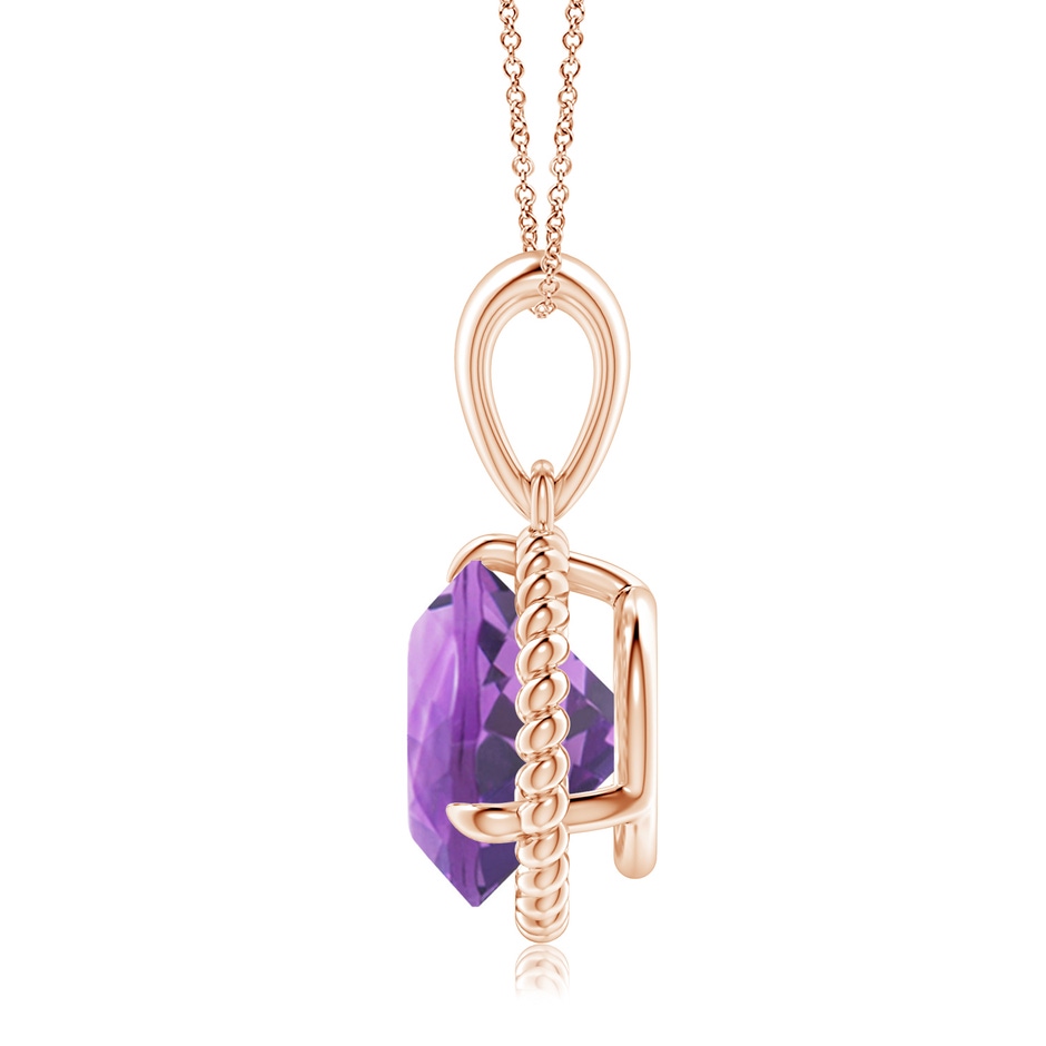 10mm A Rope-Framed Claw-Set Amethyst Solitaire Pendant in Rose Gold side 199