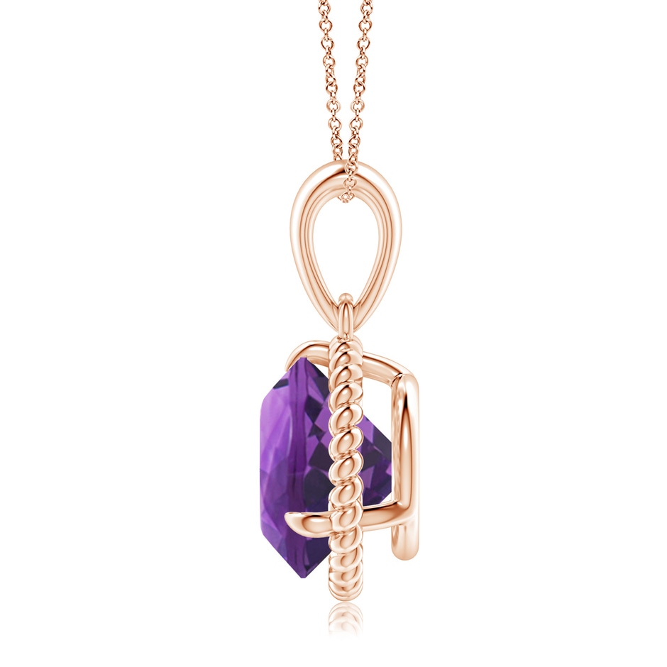 10mm AAA Rope-Framed Claw-Set Amethyst Solitaire Pendant in Rose Gold side 199