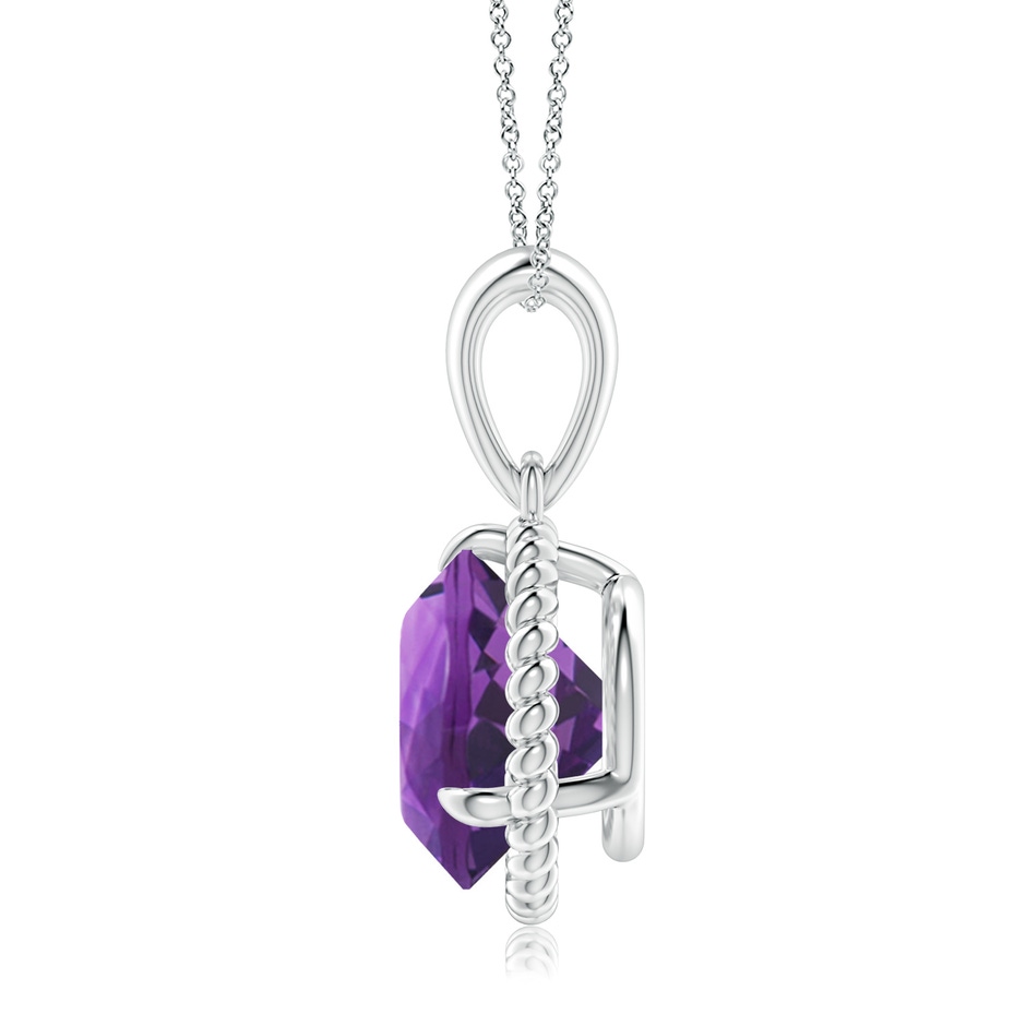 10mm AAA Rope-Framed Claw-Set Amethyst Solitaire Pendant in White Gold side 199