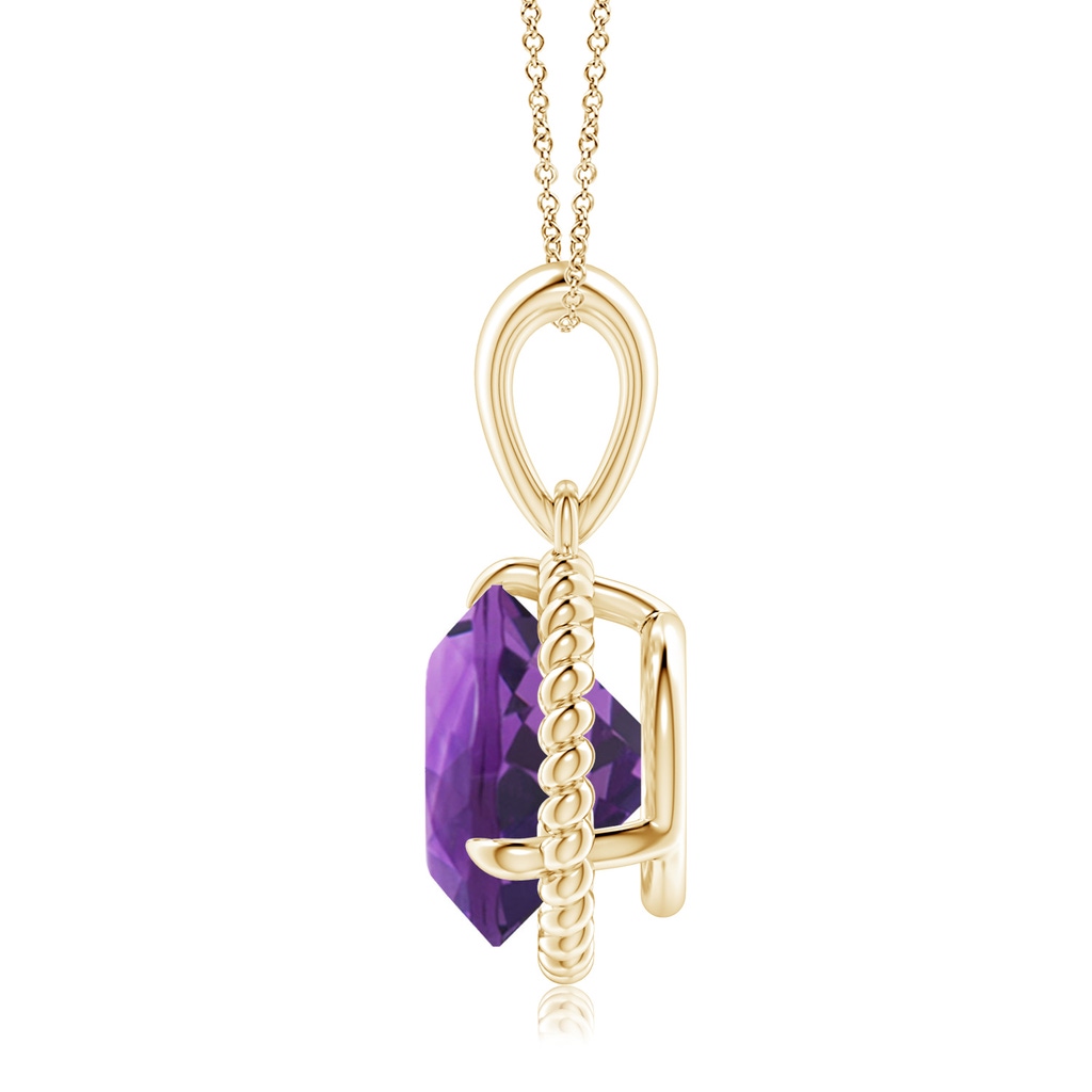 10mm AAA Rope-Framed Claw-Set Amethyst Solitaire Pendant in Yellow Gold - side 199