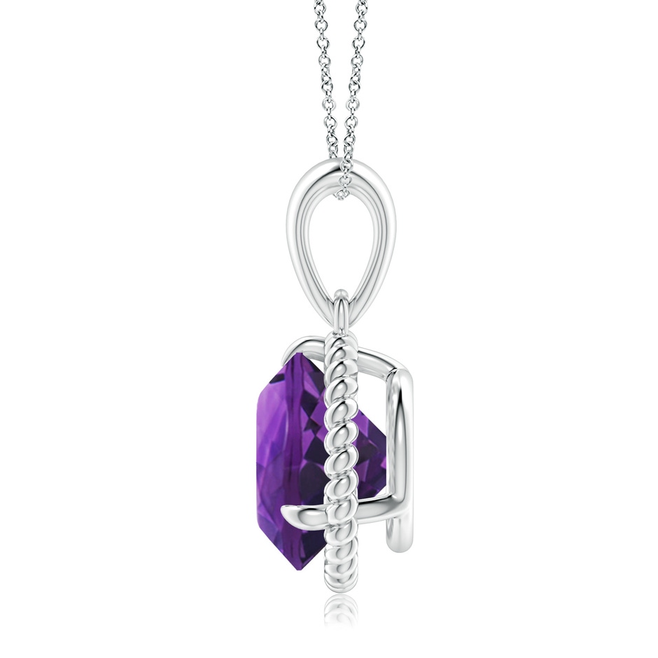 10mm AAAA Rope-Framed Claw-Set Amethyst Solitaire Pendant in P950 Platinum side 199