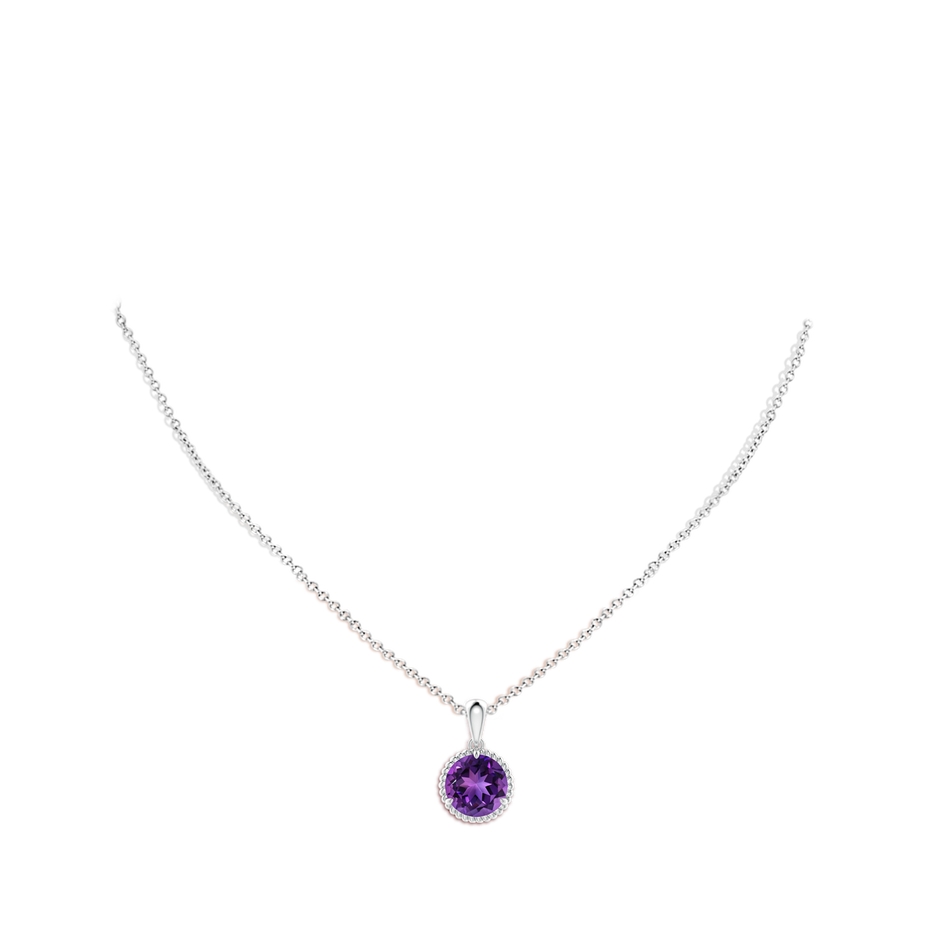 10mm AAAA Rope-Framed Claw-Set Amethyst Solitaire Pendant in P950 Platinum pen