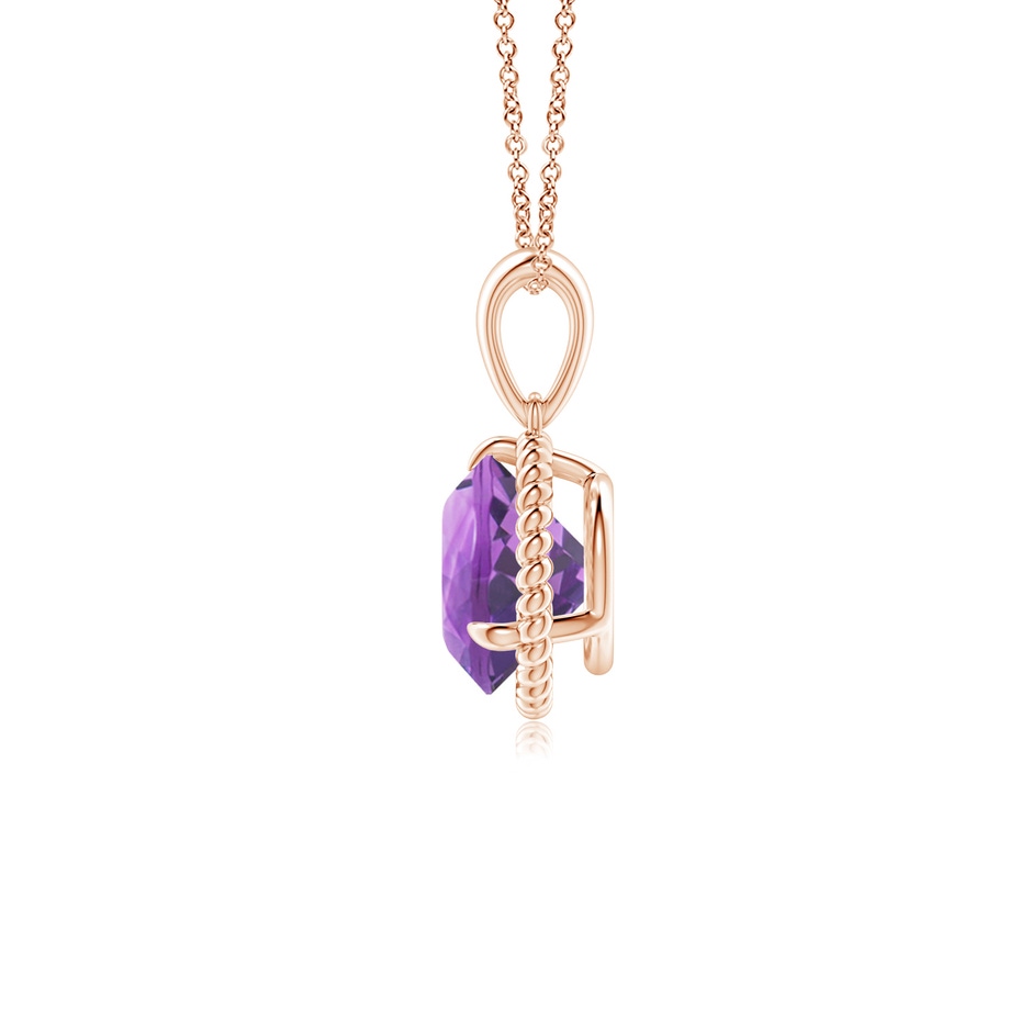 7mm A Rope-Framed Claw-Set Amethyst Solitaire Pendant in Rose Gold side 199