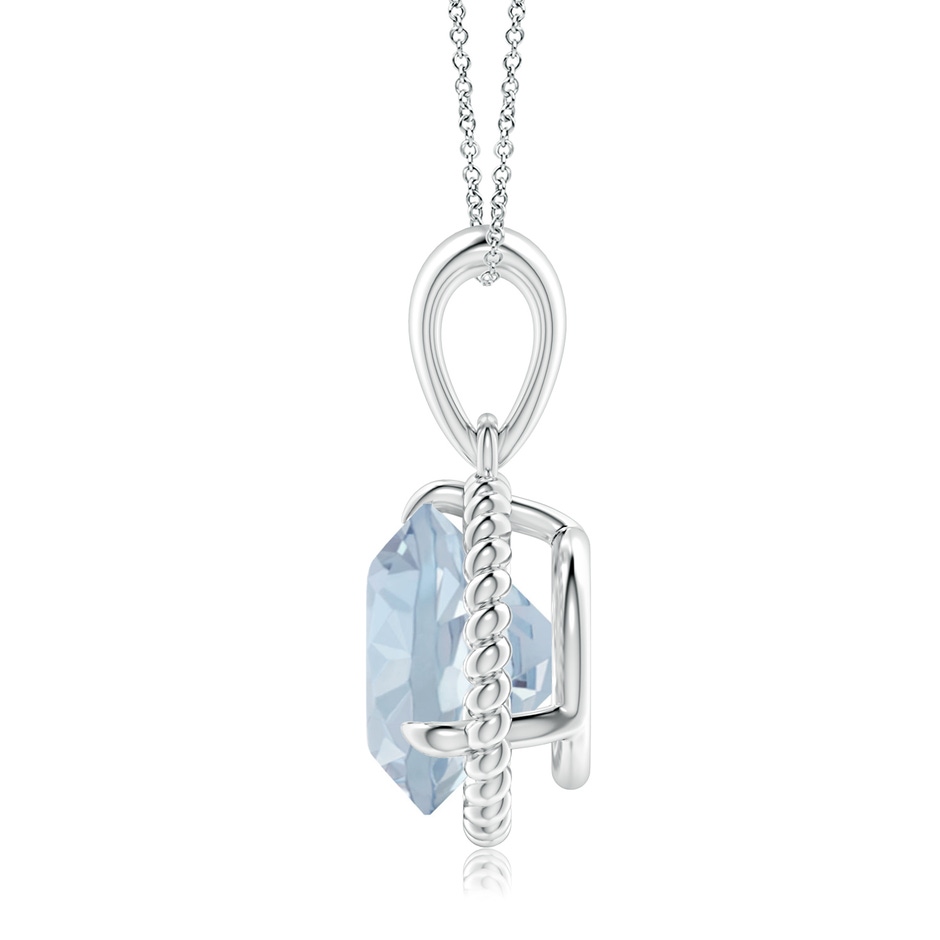 10mm A Rope-Framed Claw-Set Aquamarine Solitaire Pendant in P950 Platinum side 199