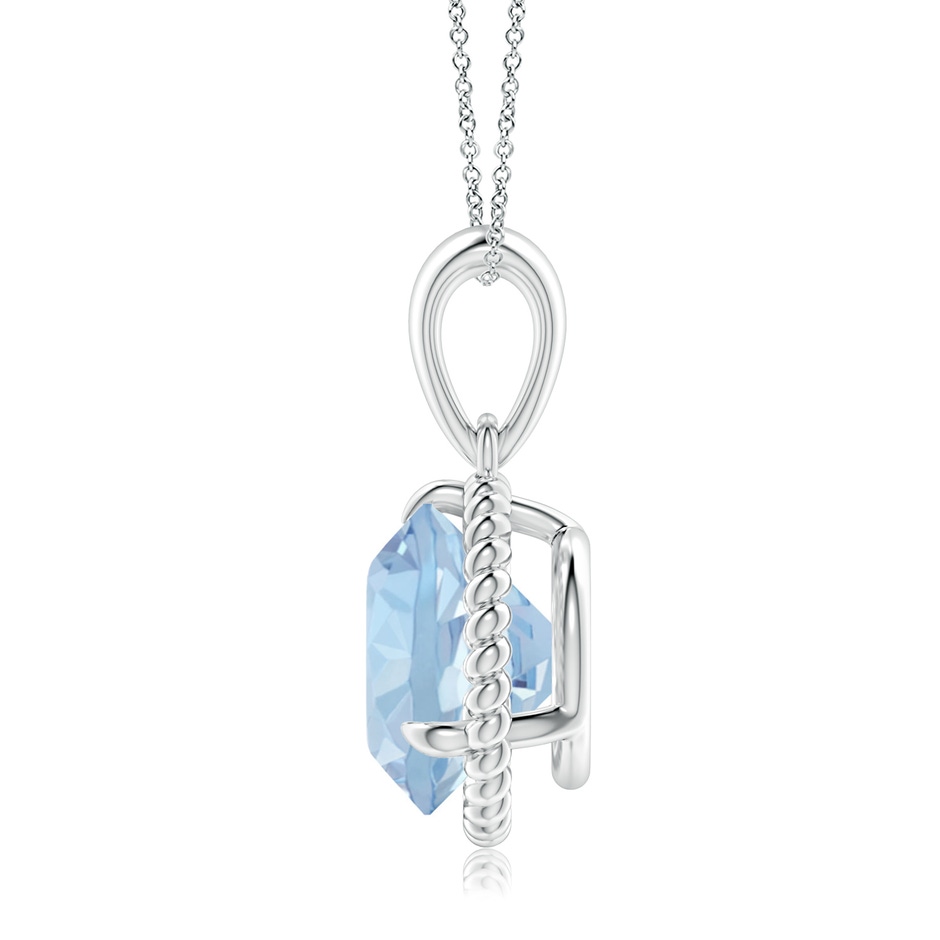 10mm AA Rope-Framed Claw-Set Aquamarine Solitaire Pendant in White Gold side 199