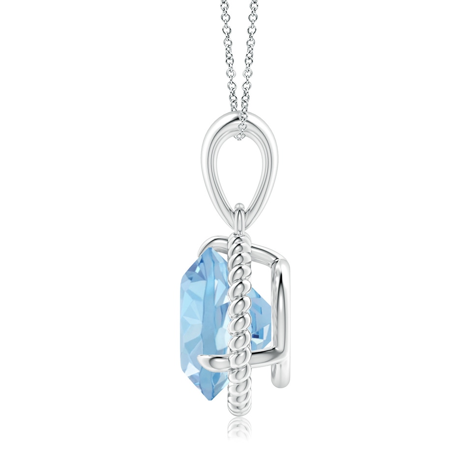 10mm AAA Rope-Framed Claw-Set Aquamarine Solitaire Pendant in P950 Platinum side 199
