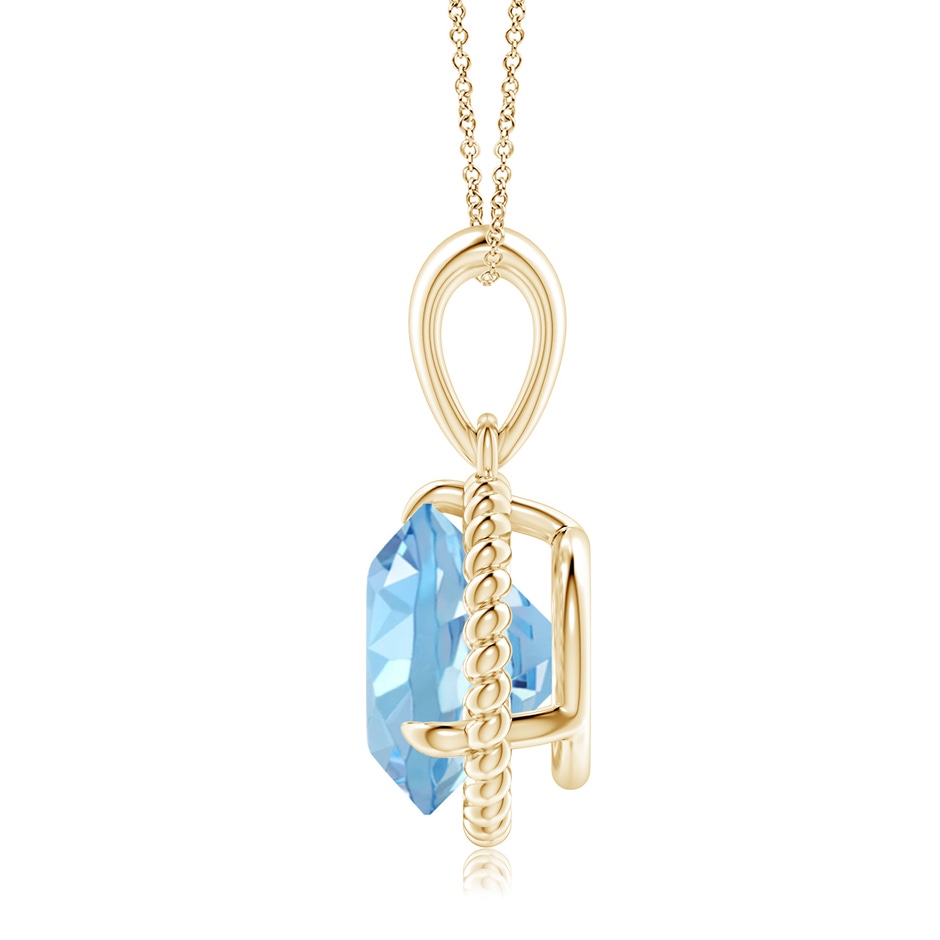 10mm AAAA Rope-Framed Claw-Set Aquamarine Solitaire Pendant in Yellow Gold side 199