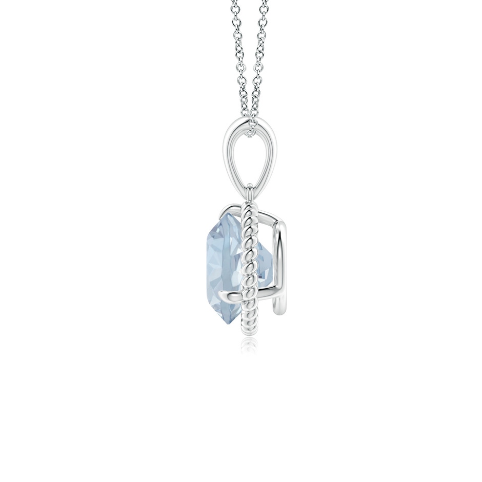 7mm A Rope-Framed Claw-Set Aquamarine Solitaire Pendant in P950 Platinum side 199