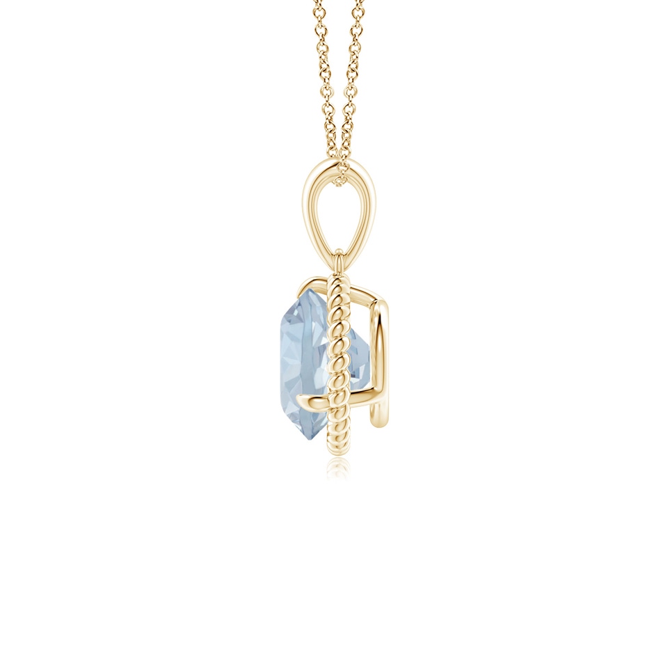 7mm A Rope-Framed Claw-Set Aquamarine Solitaire Pendant in Yellow Gold side 199