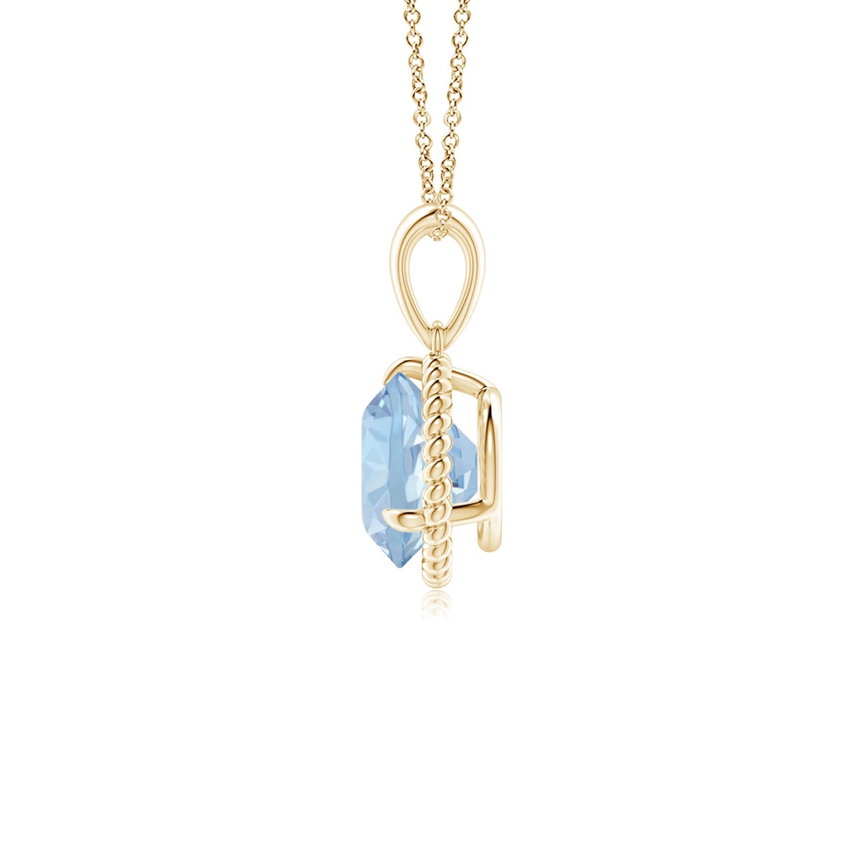 7mm AA Rope-Framed Claw-Set Aquamarine Solitaire Pendant in Yellow Gold side 199