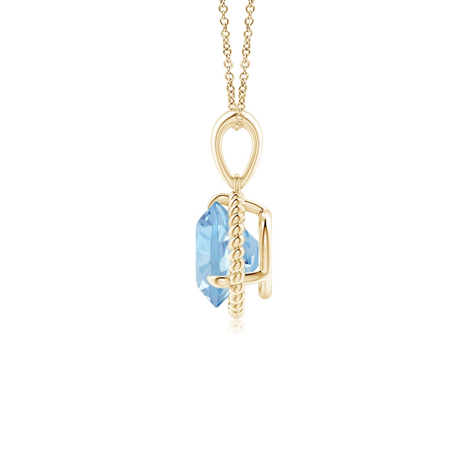 7mm AAA Rope-Framed Claw-Set Aquamarine Solitaire Pendant in Yellow Gold side 199