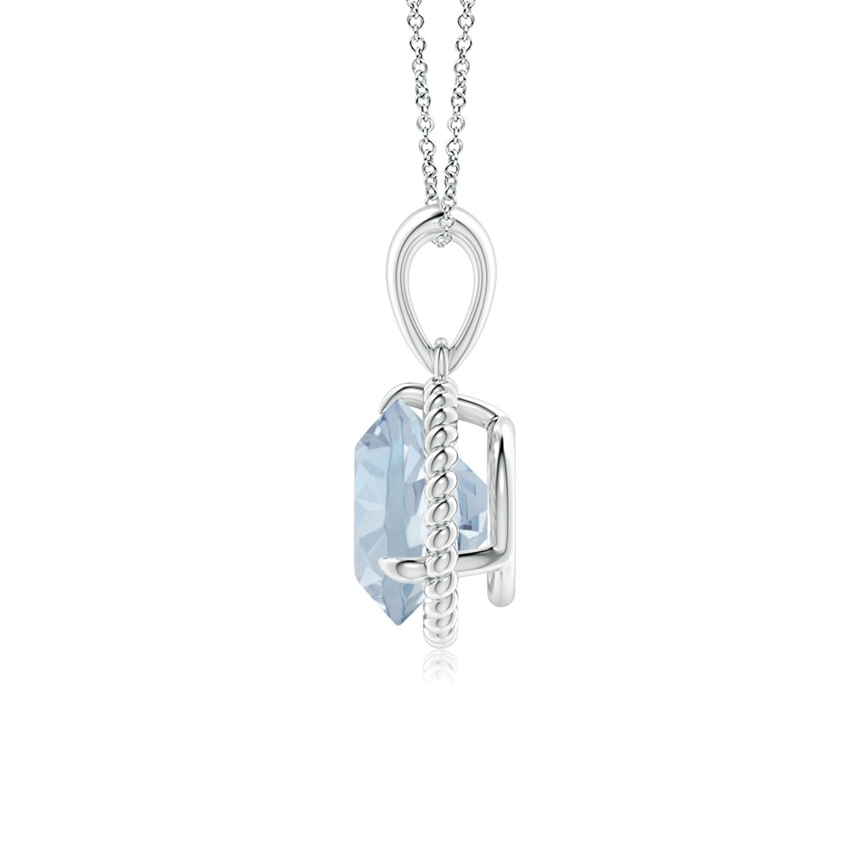 8mm A Rope-Framed Claw-Set Aquamarine Solitaire Pendant in White Gold side 199