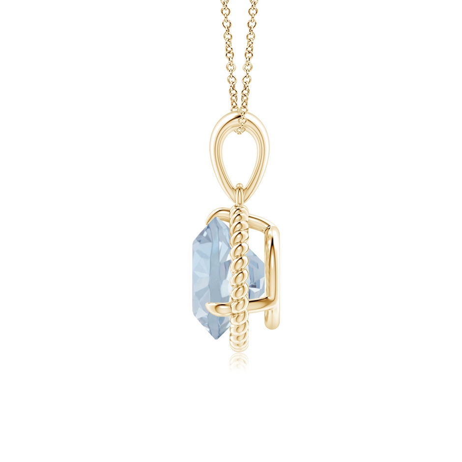 8mm A Rope-Framed Claw-Set Aquamarine Solitaire Pendant in Yellow Gold side 199