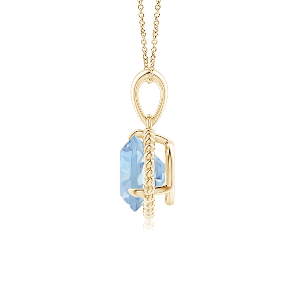 8mm AA Rope-Framed Claw-Set Aquamarine Solitaire Pendant in Yellow Gold side 199