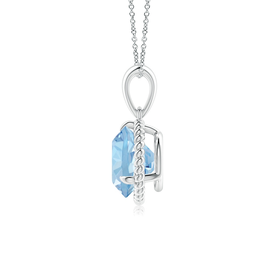 8mm AAA Rope-Framed Claw-Set Aquamarine Solitaire Pendant in P950 Platinum side 199